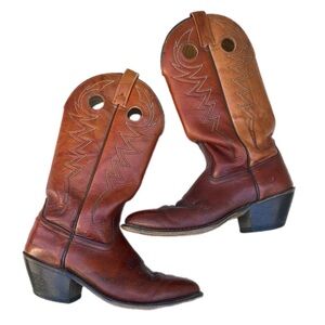 Vintage Acme 2-tone Leather Western Boots | Reddish Brown Cowboy | Size 7½D USA
